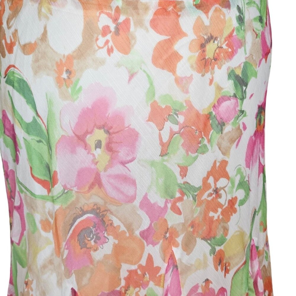 LAUREN‎ RALPH LAUREN Size XL Floral Layered Ruffle Skirt Colorful Chiffon - Picture 6 of 10